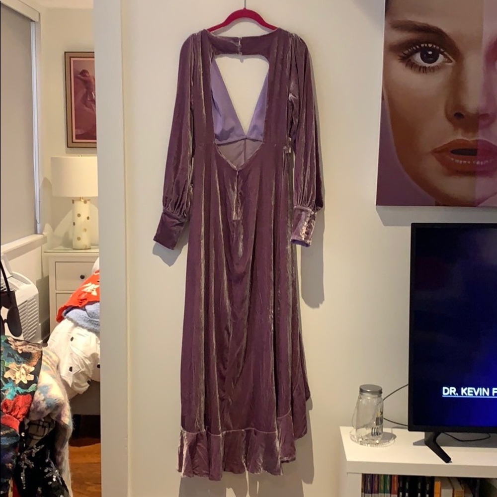 For Love & Lemons Viva Velvet Lilac Maxi Dress L - Picture 6 of 7
